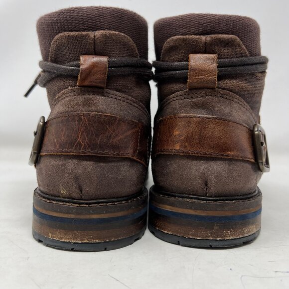 Aldo Mens Brown Leather Lace Up Boot Buckle Accent Wrap Size 11 - Picture 10 of 11